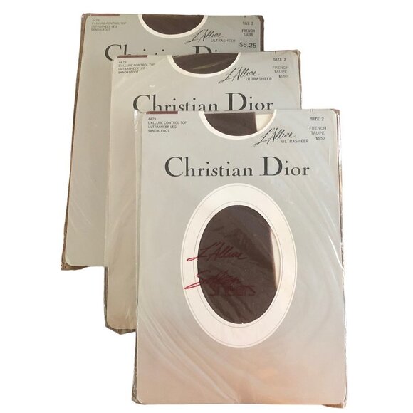 NWT Christian Dior Pantyhose Lot of 3 Control Top Ultrasheer Sandalfoot NWT Sz 2 - Picture 1 of 5